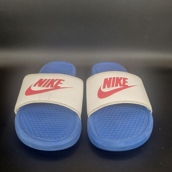 Nike Red White Blue Benassi Sports Slides Sandals Men’s Size 8 - Picture 1 of 3